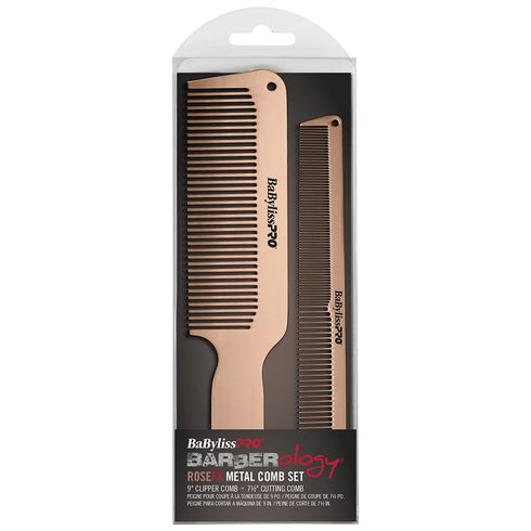 BaBylissPRO Barberology Metal Comb Set 2pc - Rose Gold