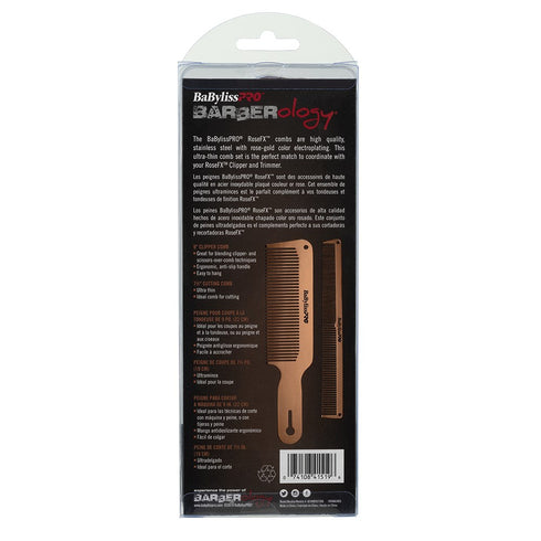 BaBylissPRO Barberology Metal Comb Set 2pc - Rose Gold