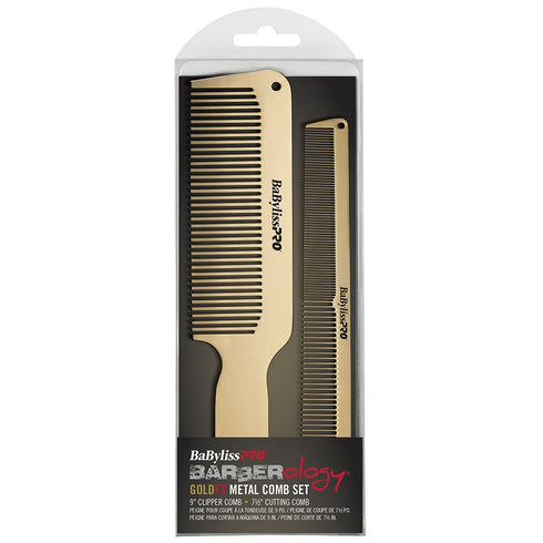 BaBylissPRO Barberology Metal Comb Set 2pc - Gold