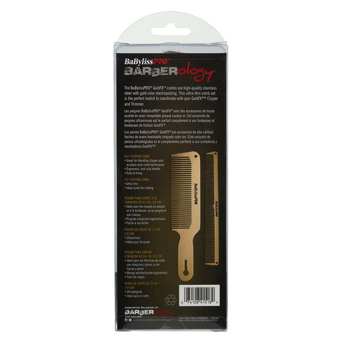 BaBylissPRO Barberology Metal Comb Set 2pc - Gold