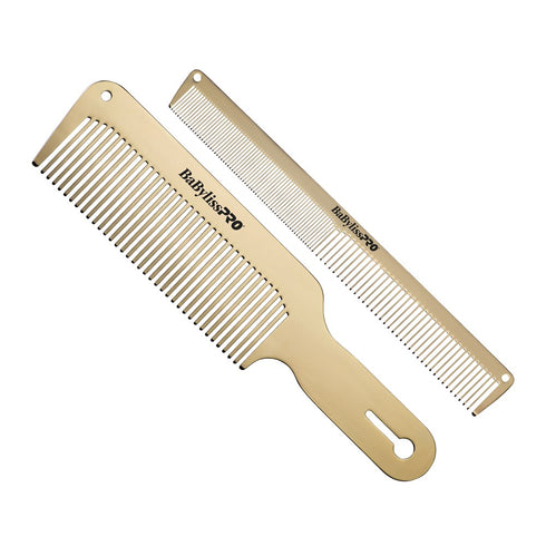 BaBylissPRO Barberology Metal Comb Set 2pc - Gold