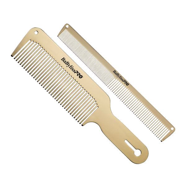 BaBylissPRO Barberology Metal Comb Set 2pc - Gold