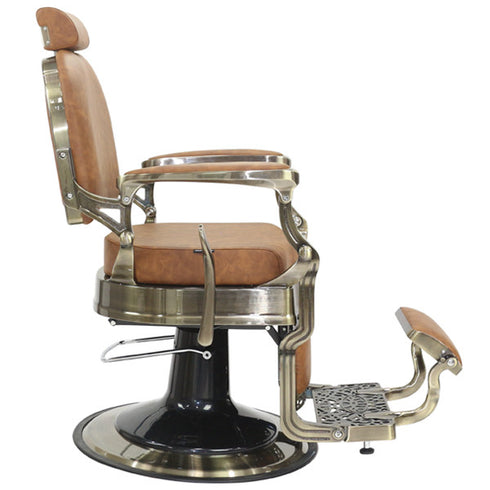 Joiken Havana Barber Chair - Antique Frame - Tan Upholstery