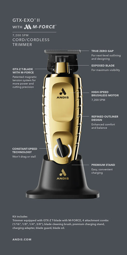 Andis GTX-EXO Black Label M-Force Li Trimmer - Gold