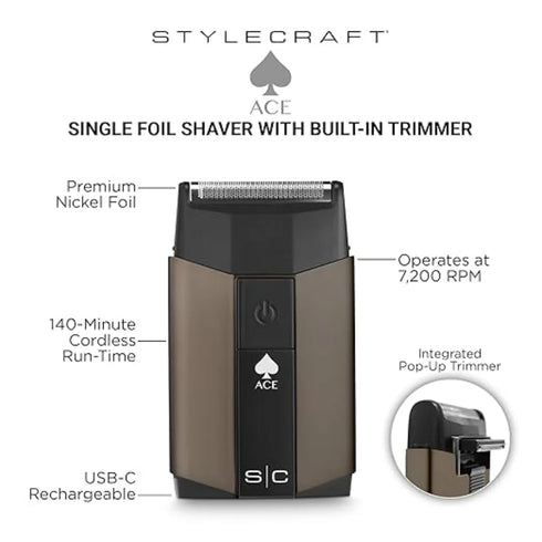 StyleCraft Single Foil Shaver with Built-in Trimmer