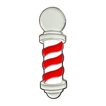 BARBER'S POLE PIN (RED/WHITE/SILVER)