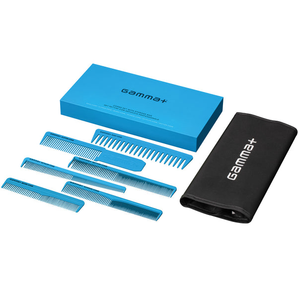 Gamma+ 6pcs Comb Set with Storage Case - Blue