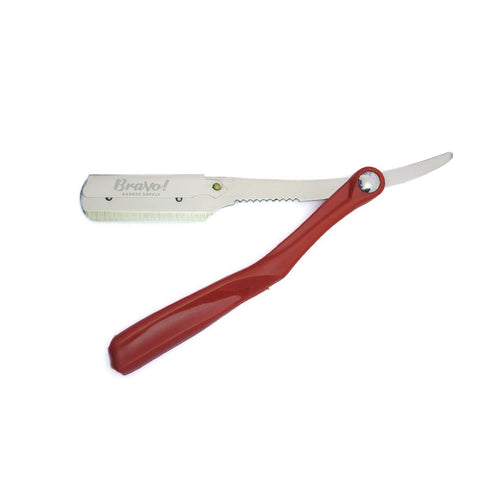Bravo's Swing Lock Black Cut Throat Razor - Red