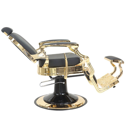 Joiken Havana Barber Chair - Gold Frame - Black Upholstery