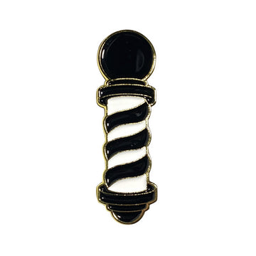 BARBER'S POLE PIN (BLACK/WHITE/GOLD)