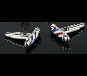 Barber Pole Silver Cufflink