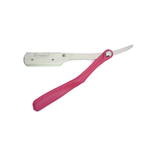 Bravo's Swing Lock Black Cut Throat Razor - Pink