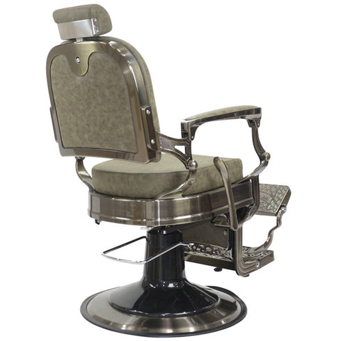 Joiken Havana Barber Chair - Antique Frame - Olive Upholstery