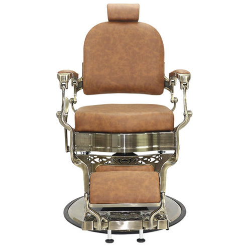 Joiken Havana Barber Chair - Antique Frame - Tan Upholstery