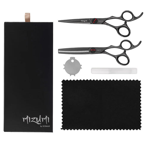Iceman Mizumi Senshi 6" Hairdressing Scissors Thinner Set Black