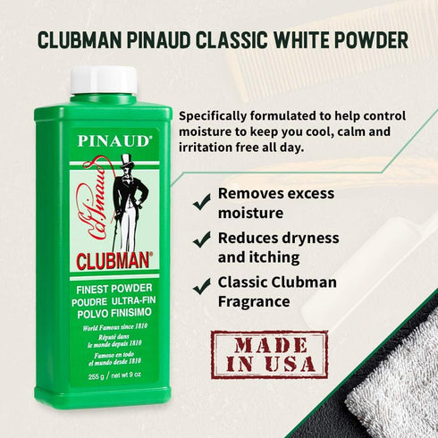 Clubman Pinaud Talc White - 9 oz 255g