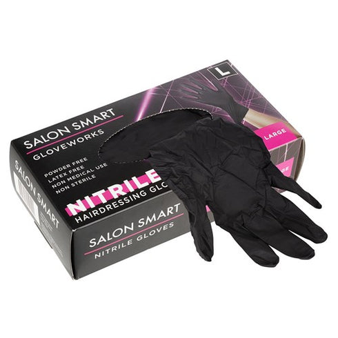 Salon Smart Nitrile Gloves Black Large 100pk