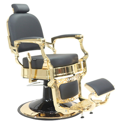 Joiken Havana Barber Chair - Gold Frame - Black Upholstery