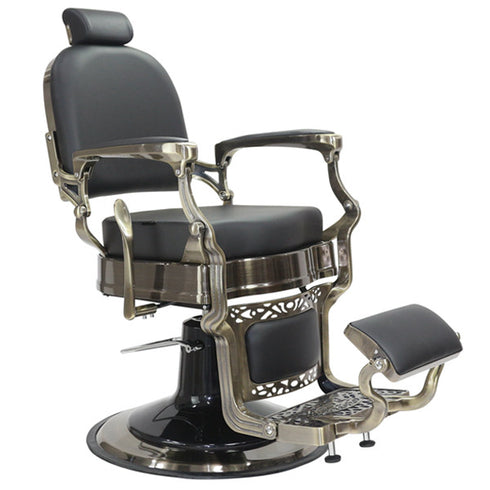 Joiken Havana Barber Chair - Antique Frame - Black Upholstery
