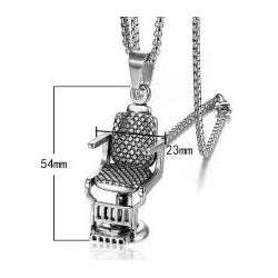 Barber Chair Necklace Silver