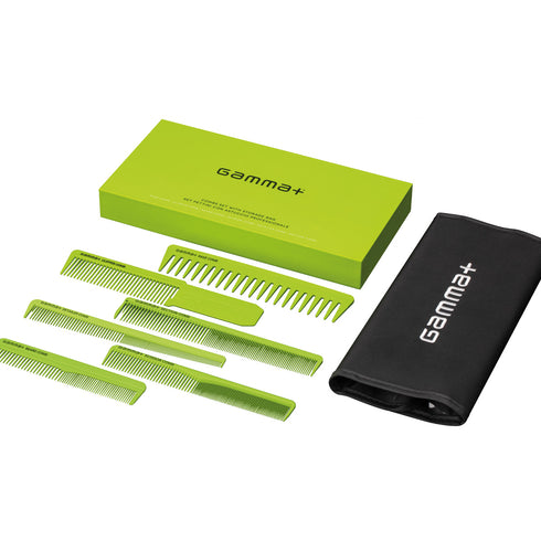Gamma+ 6pcs Comb Set with Storage Case - Green