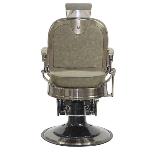 Joiken Havana Barber Chair - Antique Frame - Olive Upholstery