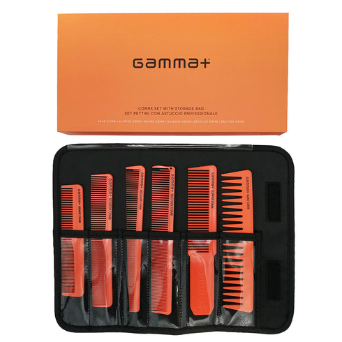 Gamma+ 6pcs Comb Set with Storage Case - Orange