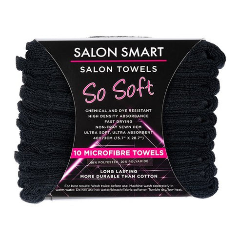 Salon Smart So Soft Microfibre Salon Towels - Black 10pk