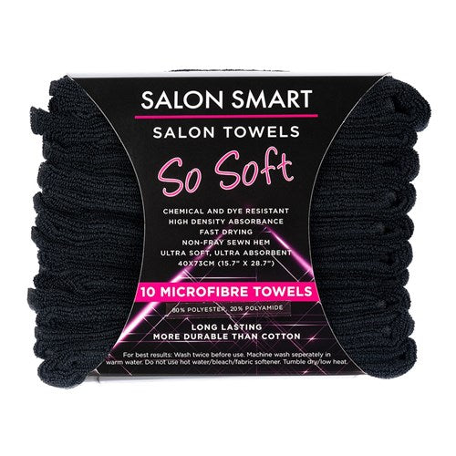 Salon Smart So Soft Microfibre Salon Towels - Black 10pk
