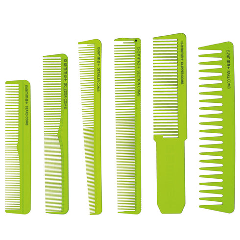 Gamma+ 6pcs Comb Set with Storage Case - Green
