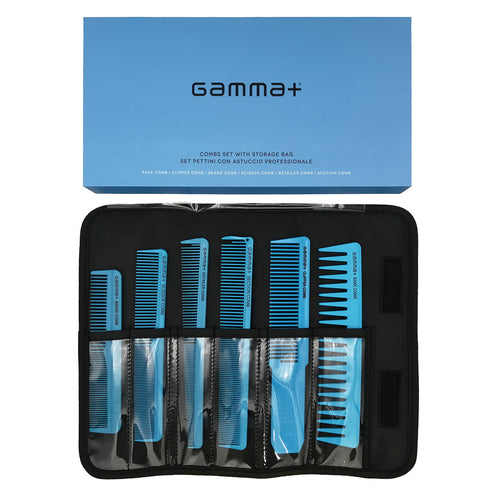 Gamma+ 6pcs Comb Set with Storage Case - Blue