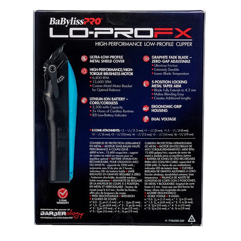 BaBylissPRO LoPRO FX Cordless Clipper - Limited Edition Influencer Collection - Nicole Renae Blue