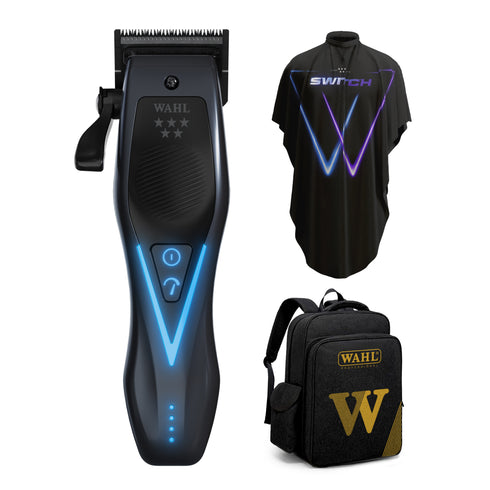 WAHL 5-Star Vapor Switch Cord/Cordless Clipper Cape & Backpack Bundle