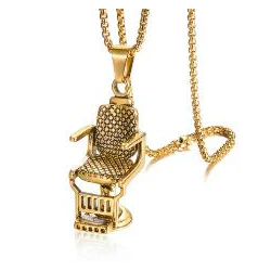Barber Chair Necklace Gold