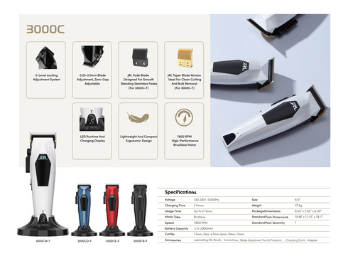 JRL 3000C Compact Clipper - Fade Blade - Sapphire Blue