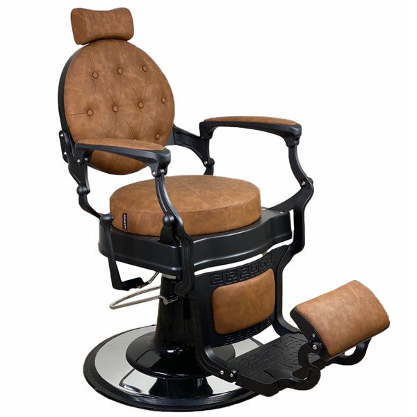 Joiken Harlem Barber Chair - Black Frame - Tan Upholstery