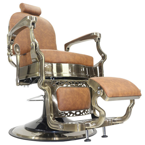 Joiken Havana Barber Chair - Antique Frame - Tan Upholstery