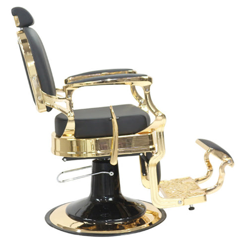 Joiken Havana Barber Chair - Gold Frame - Black Upholstery