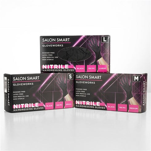 Salon Smart Nitrile Gloves Black Large 100pk