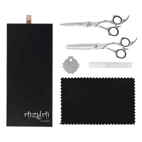 Iceman Mizumi Katani 6" Hairdressing Scissors and Thinner Set Silver