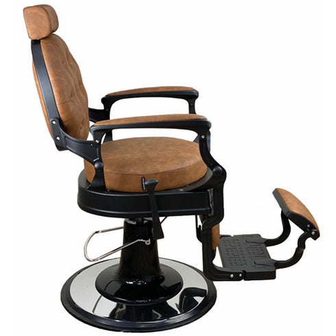 Joiken Harlem Barber Chair - Black Frame - Tan Upholstery
