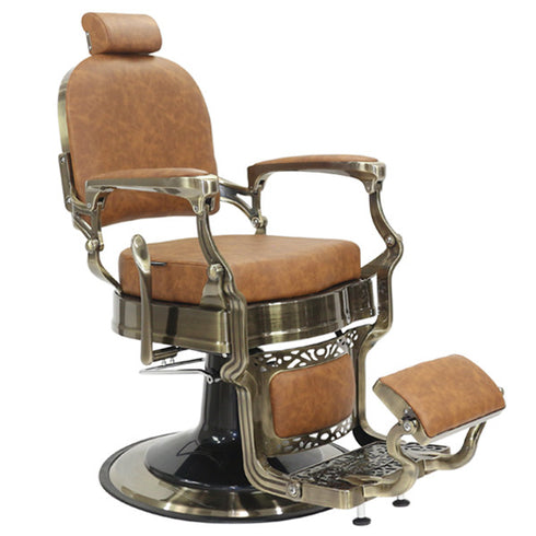 Joiken Havana Barber Chair - Antique Frame - Tan Upholstery