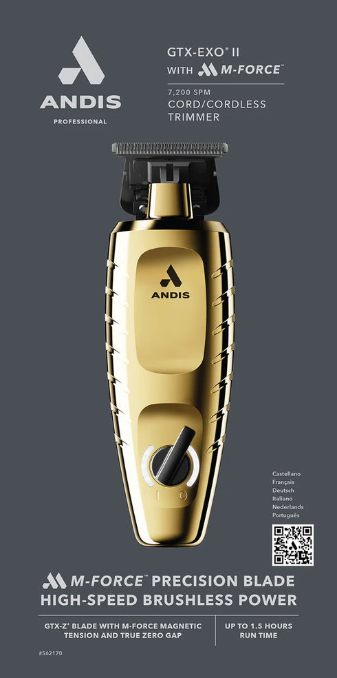 Andis GTX-EXO Black Label M-Force Li Trimmer - Gold